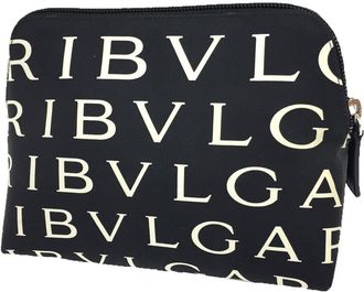 Bulgari Black White Nylon Canvas Pouch (Pre-Owned)