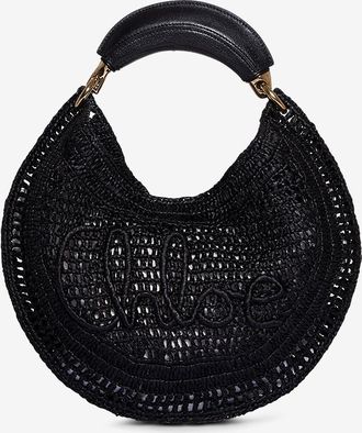 Chloé Durchbrochene Hobo-Tasche aus Bast und Leder Summer Banana