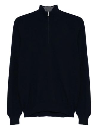 Barba high-neck zip-up sweater - men - Fabric - 50 - Blue