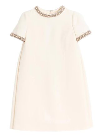 Valentino Garavani Crepe Couture embroidered mini dress - women - Silk/Virgin Wool/Silk - 42 - Neutrals