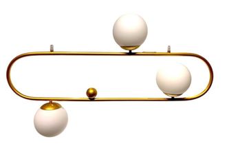 OEM Art Deco Elipse L - Sfera Lattiginosa A 3 Punte Sospesa, 90 Cm, Color Oro, Sopra Il Tavolo