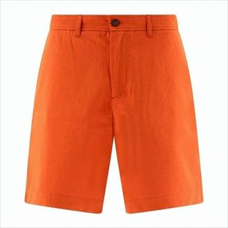 Maison Kitsuné Tailored Orange Shorts With Button Closure And Welt Pockets
