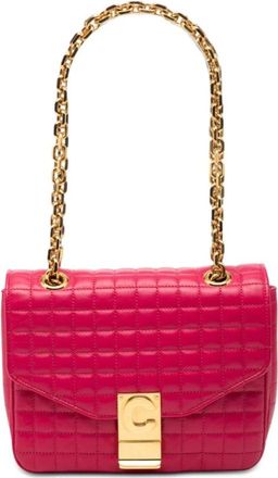 Celine Pre-owned Shoulder Bags, female, Pink, Size: ONE SIZE Pre-owned Quilted Leather Shoulder Bag
