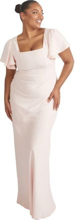 Six Stories Square Neck Crepe Bridesmaid Dress in Blush at Nordstrom, Size 10