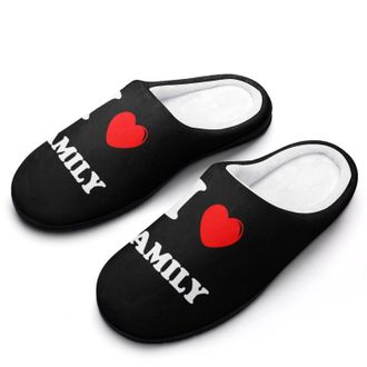 Generic I Love My Family Funny Mens Slippers Cotton Warm House Shoes Memory Foam Sandals Print Size 7-14