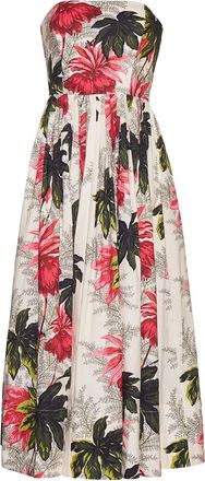 Cara Cara Strapless midi-jurk met bloemenprint - Beige