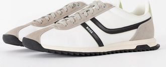 HUGO BOSS Mens BOSS Orange Zayn Mens Logo Trainers with Faux Suede Trims - Open Grey 063 - Tan - Size: 10
