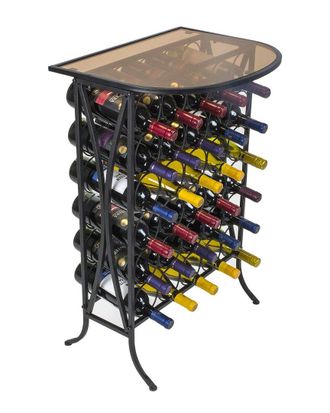 Sorbus Wine Stand 30 Bottle With Glass Top