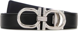 Ferragamo Black Leather Reversible Belt