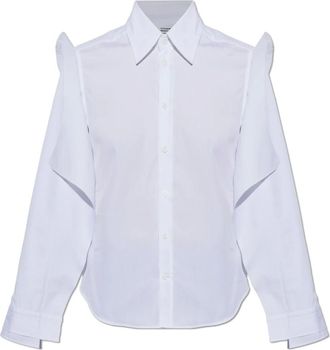 VETEMENTS Overhemden, Dames, Wit, XS, Katoen, Shirt met decoratief afgewerkte mouwen