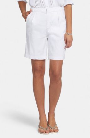 NYDJ Relaxed Linen Blend Shorts in Optic White at Nordstrom, Size 10P