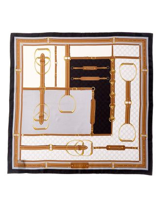 Gucci Horsebit & Gg Print Silk Scarf