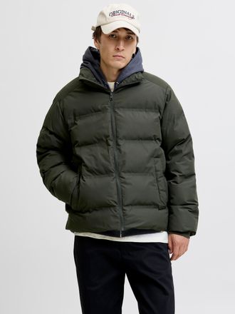 Jack & Jones Steppjacke JACK & JONES JJESOHO PUFFER COLLAR SN, Herren, Gr. L, rosin, Web, Obermaterial: 100% Polyester, unifarben, regular fit, Rippb&uuml;ndchen, Jacke