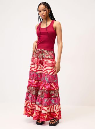 Twik Womens Colourful paisley pattern peasant skirt