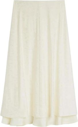 Jil Sander Bloemen Geborduurde Rok - Dames - Midirokken - Beige - S - Rokken