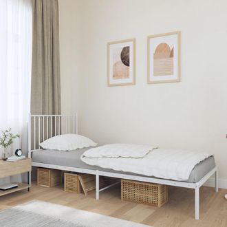 vidaXL Estructura Cama Sin Colch&oacute;n Con Cabecero Metal Blanco 90x190 Cm Vidaxl