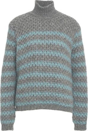 Roberto Collina Alpaca Blend Sweater With High Ribbed Collar And Cable Knit Design