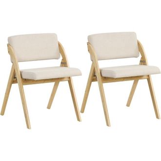 Costway Costway - Juego De 2 Sillas De Comedor, Silla Plegable Con Patas De Madera De Caucho, Asiento Y Respaldo Acolchados, Silla De Cocina Port&aacute;til Para Ofi
