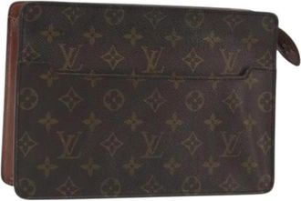 Louis Vuitton Pre-owned Monogram Clutch Bag - Dames - Vintage Clutch - Bruin - ONE Size - Leer - Vintage
