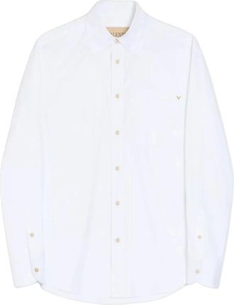 Valentino Overhemden, Heren, Wit, L, Katoen, Oxford Katoenen Shirt Met Vgold