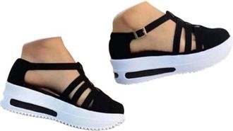 Generic Wedge Sandals for Women UK Closed Toe Shoes Wide Fit Platform Slides Fashion Gladiator Roman Sandals Soft Sole Non-Slip Summer Sports Shoes Breathable