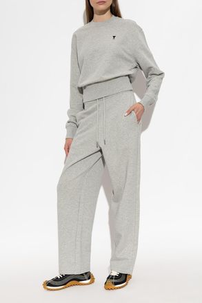 Ami Sweatshirt With Embroidered Logo, Womens, Grey