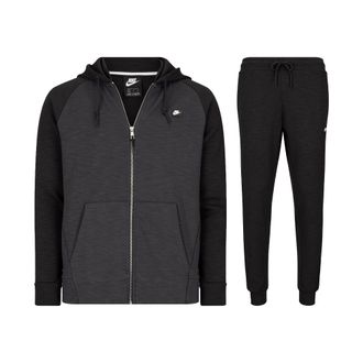 Nike Sportswear Mens Optic Full Zip Tracksuit, Black and Grey Cotton - Size X-Large