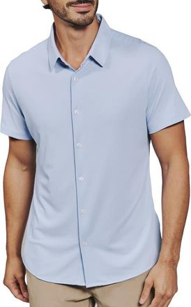 7 Diamonds Alldridge Short Sleeve Button-Up Shirt in Ice Blue at Nordstrom, Size Xx-Large