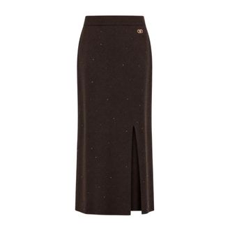 Yes-Zee Midi Rokken - Dames - Midirokken - Bruin - L - Pailletten - Rokken