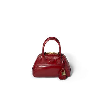 Miu Miu Vivant Shiny Leather Mini-bag, Woman, Ruby Red
