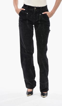 Stella McCartney Pantaloni Workwear in Denim Stretch con Finitura Vellutata 25cm Stella McCartney