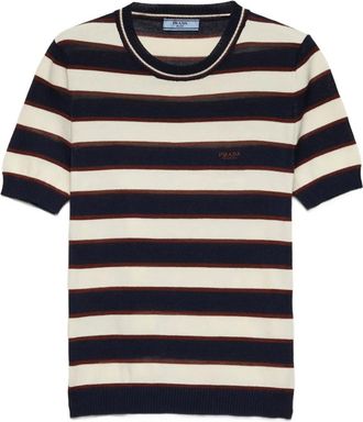 Prada T-shirt a righe - F056H Blue
