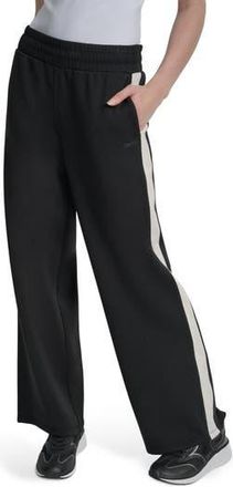 DKNY High Waist Modified Wide Leg Track Pants in Black/Eggnog at Nordstrom Rack, Size X-Large