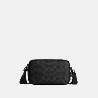 Coach Mens Colton Crossbody Bag 19 In Signature Canvas - Black - One Size