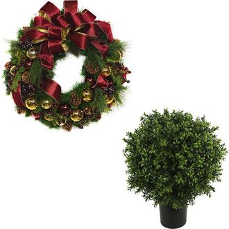 Creative Displays Inc. Classic Christmas Holiday Wreath & Uv Boxwood Drop-In