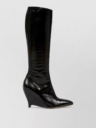 Maison Margiela leather pointed-toe knee-high boots
