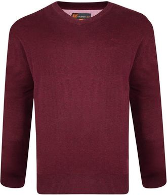 KAM V-Neck LS Knit (Kbs55) In Wine In 4XL