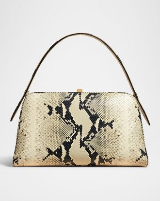 Khaite Cate Python-Embossed Leather Top-Handle Bag