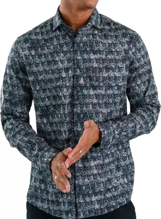 Stone Rose Nova - Skulls Long Sleeve Shirt In Dark Blue