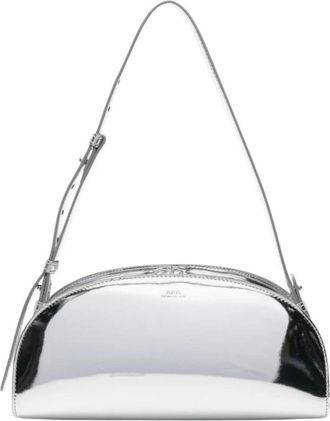 A.P.C. A.p.c., Tassen, Dames, Grijs, ONE Size, Katoen, Demi-Lune Schoudertas