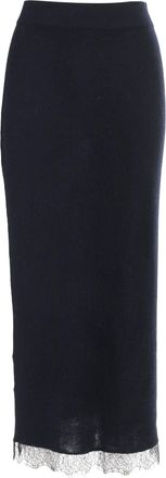 arch4 Cashmere Long Skirt With Lace Hem Detail