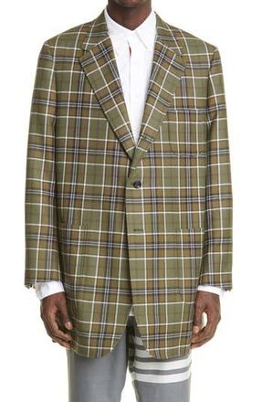 Thom Browne Sack Plaid Oversize Wool Sport Coat in Green at Nordstrom Rack, Size 2