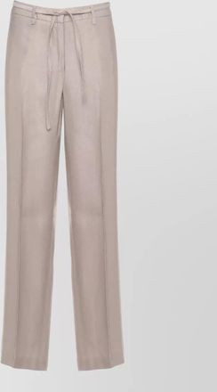PESERICO wide leg viscose linen trousers belt