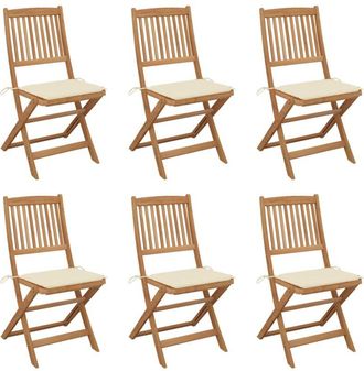 vidaXL Vidaxl - Sillas De Jard&iacute;n Plegables 6 Uds Y Cojines Madera Maciza Acacia
