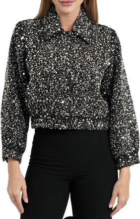 Love Token Jeweled Bomber Jacket In Black