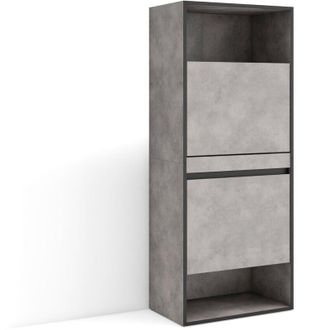 Skraut Home Scarpiera, Mobile Salvaspazio, 60x145x35 cm, Camera da letto, stanza, Armadio, Stile moderno, Grigio Cemento - Skraut Home