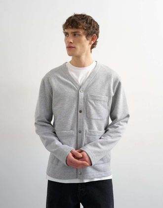 Topman Cardigan oversize in jersey grigio