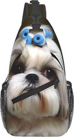 Generic Shih Tzu Dog Shoulder Bag Adjustable Crossbody Bag Breathable Backpack For Women Casual Sports