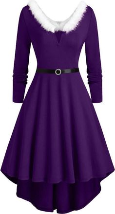 Generic Dress for Womens, Womens Ladies Soft Velvet Mrs Santa Claus Costume Christmas Fancy Dress Outfit for Summer Holiday