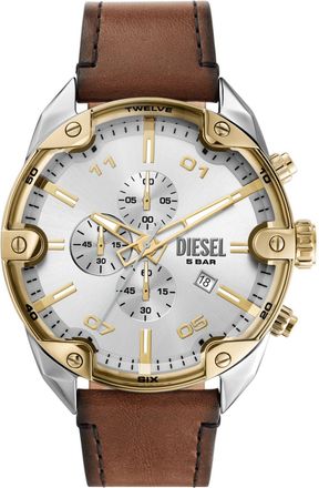 Diesel Spiked chronograph brown leather watch - Timeframes - Man - Brown